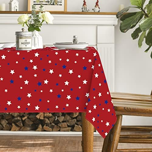 Horaldaily 4 de julho Trepa de mesa 60x60 polegadas, Estrela patriótica American Independence Day Memorial Day Tampa para Picnic Dinner Decor