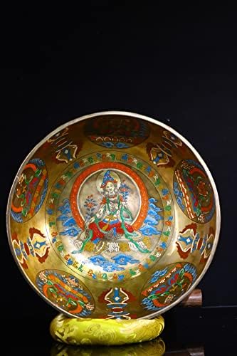 12 Coleção do templo tibetano Bronze Símbolos budistas pintados de bronze