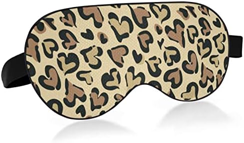 Jhkku Heart Leopard Sleep Mask for Men Women Blackout Eye Cober, máscara de olho leve e leve confortável com alça de velcro ajustável, bloqueia a luz para viajar para dormir ioga na soneca