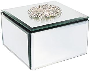 American Atelier Glass Jewerly Box com rosa-broches/ouro, rosa/ouro