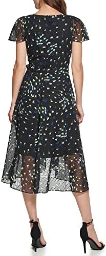 DKNY feminino fibra manga Fuax Wrap Dress