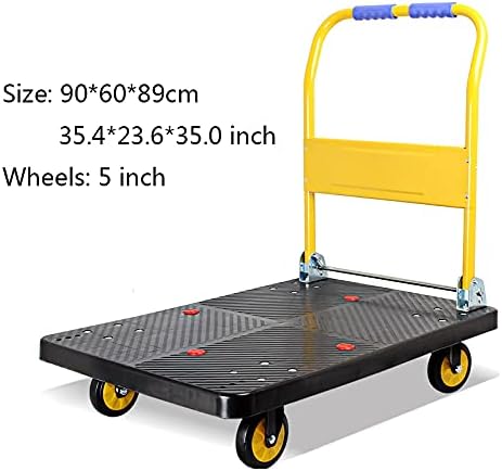 Caminhão de plataforma push carrinho de plataforma de plataforma de plataforma com rodas mudo manuseio dobrável carrinho de push de