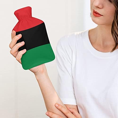 Saco de água quente de borracha de borracha de bandeira afro -americana 1L com injeção de tampa garrafas de água quente para mão quente Proteção a frio Relaxamento