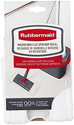 Rubbermaid Microfiber Sistema de rotação de rotação plana Reabastecimento/substituição, branca, esfregão reutilizável para limpeza do piso, ladrilho/madeira/vinil/pedra