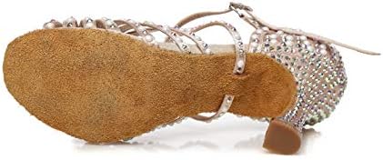 Sapatos de dança do salão de shinestone de camurça feminina Pierides para a década de 1920 Salsa Latin Glitter Performance