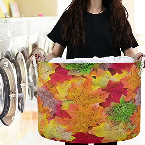 VISESUNNY Autumn Maple Leaf Texture Laundry Cestas de tecido Bin Storage Storage Box de armazenamento dobrável Basquete Roupes Cosce