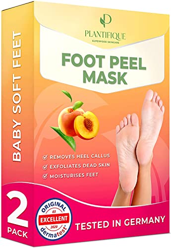 Pacote de beleza Plantifique - máscara de peel de pé com 6 pacote - pêssego, abacate, vitaminas e máscaras de pé de morango