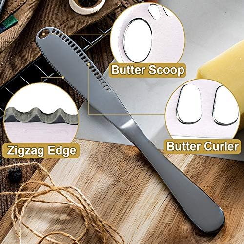 Espalhador de aço inoxidável de faca de manteiga AULPON 2 pacote multifuncional 3 em 1 Gadgets de cozinha Slicer profissional de chef, faca de manteiga profissional compatível com manteiga de karité