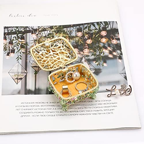 Elldoo Mini Peacock Tinket Box, Vintage Metal Metal esmaltado caixa decorativa Brincos de jóias Caixa de presente para meninas