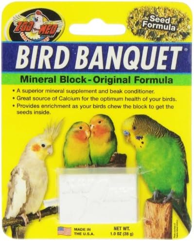 Zoo Med Block Mineral Original Fórmula Banquet Bird Food, 1 onça