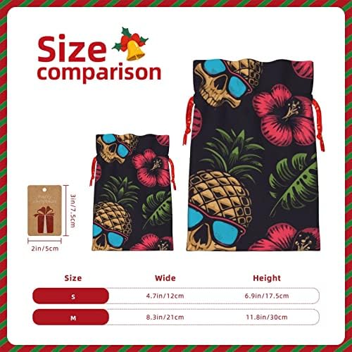 Sacos de presente de traço de natal havaí pineax-skull-floral apresenta sacos de embalagem sacos de sacos de sacos de náutica de natal bolsas médias
